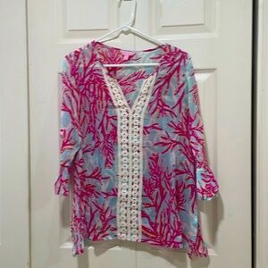 Lilly Pulitzer sheer beach cover up. 18” across bust